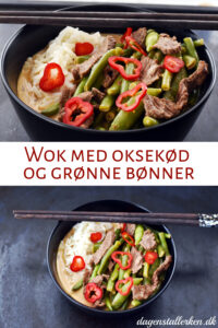 Wok med oksekød og grønne bønner