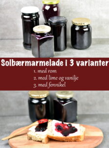 Solbærmarmelade med rom, med lime og vanilje eller med fennikel. 3 forskellige marmelader af skønne solbær