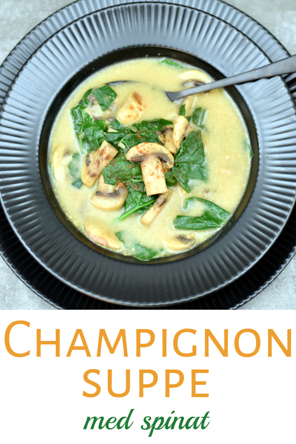 Cremet champignonsuppe med spinat