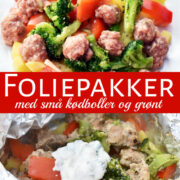 Foliepakker med kødboller og grønt