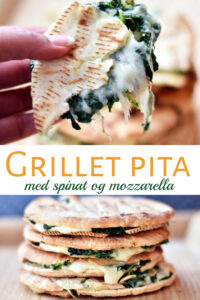 Grillet pitabrød med spinat og mozzarella