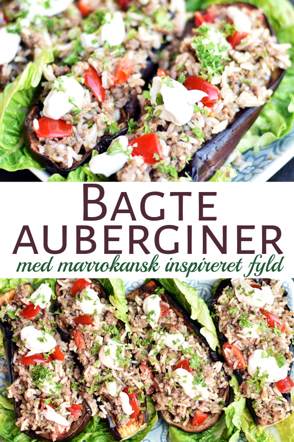 Bagte auberginer fyldes med en skønt krydret kødsovs inspireret af mellemøsten. Server med tahindressing og måske en let salat.