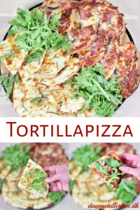 Tortillapizza med skinke og med kartofler