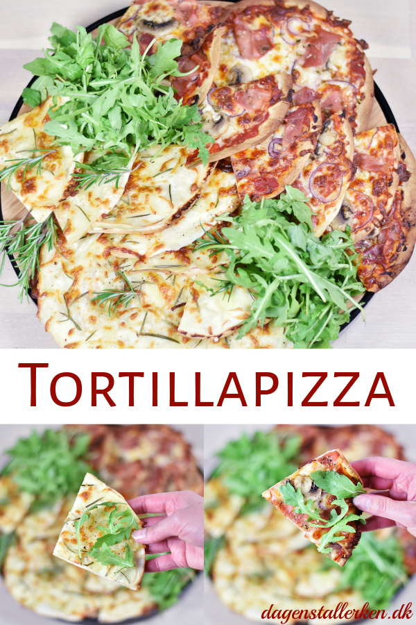 Tortillapizza med skinke og med kartofler