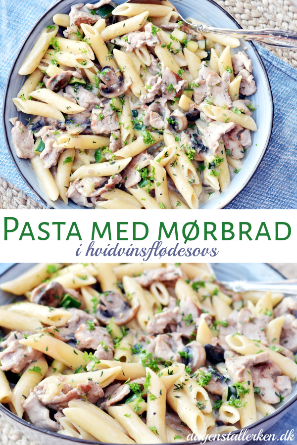 Pasta med mørbrad i hvidvinsflødesovs