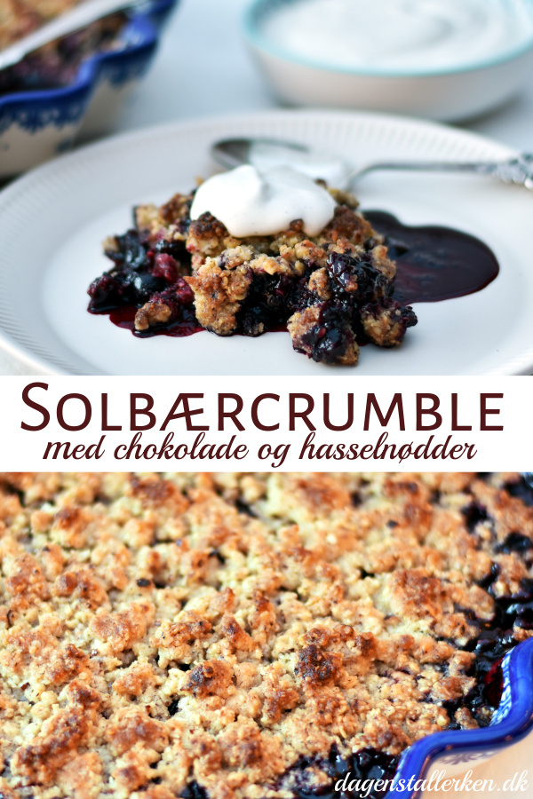 Solbærcrumble med chokolade