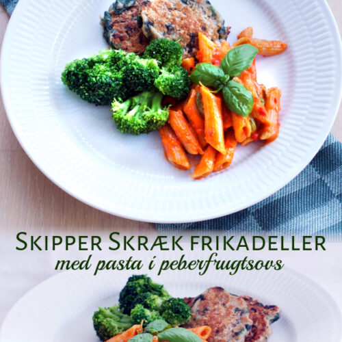 Skipper skræk frikadeller med pasta i peberfrugtsauce
