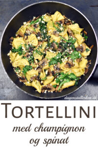 Tortellini med champignon og spinat