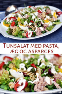 Tunsalat med pasta, æg og asparges