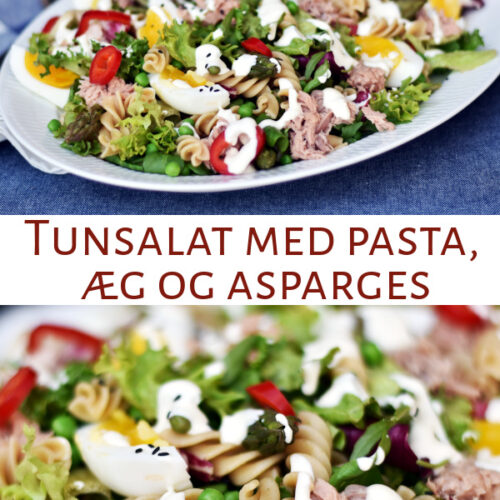 Tunsalat med pasta, æg og asparges