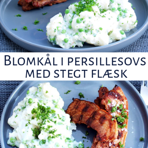 Blomkål i persillesovs med stegt flæsk