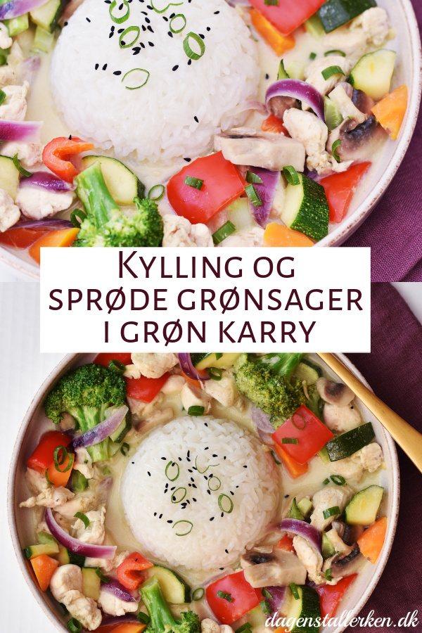 Kylling i grøn karry med sprøde grønsager