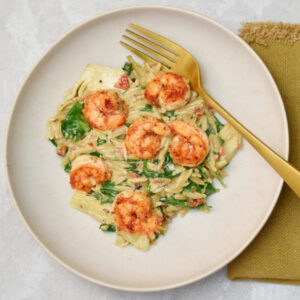 Tigerrejer med orzo