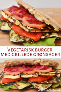 Vegetarisk burger med grillede grønsager