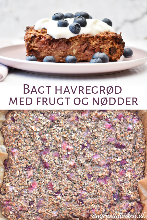 Bagt havregrød med frugt og nødder